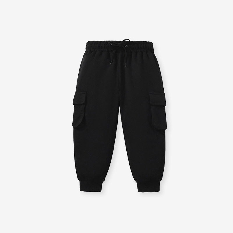 Kids' Long Pants, Autumn Cotton Boys' Cargo Pants, Black Casual Kids' Trousers
