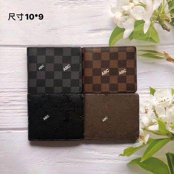 2023 Pure Color Spot Independent Brand Men's Casual Breathable Vertical Square Wallet Half-Fold Printed Plaid Wallet