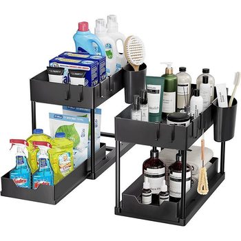 Cross-border dedicated to labeling sliding double-layer R-type pull-out finishing table top seasoning kitchen storage rack