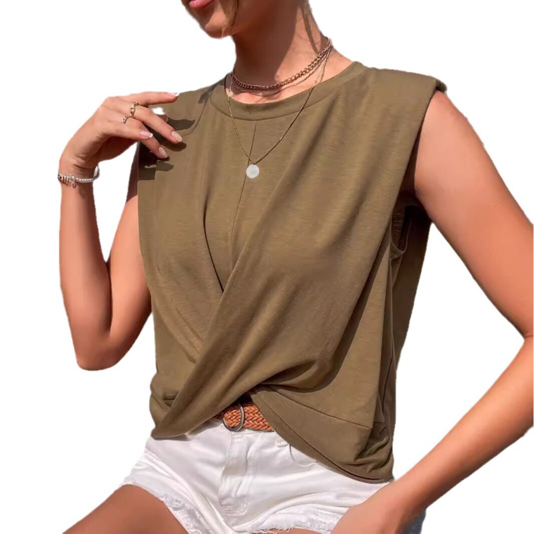 Womens Sleeveless Loose Tank Top Solid Color Casual Style Perfect for Summer Wear Wholesale Available