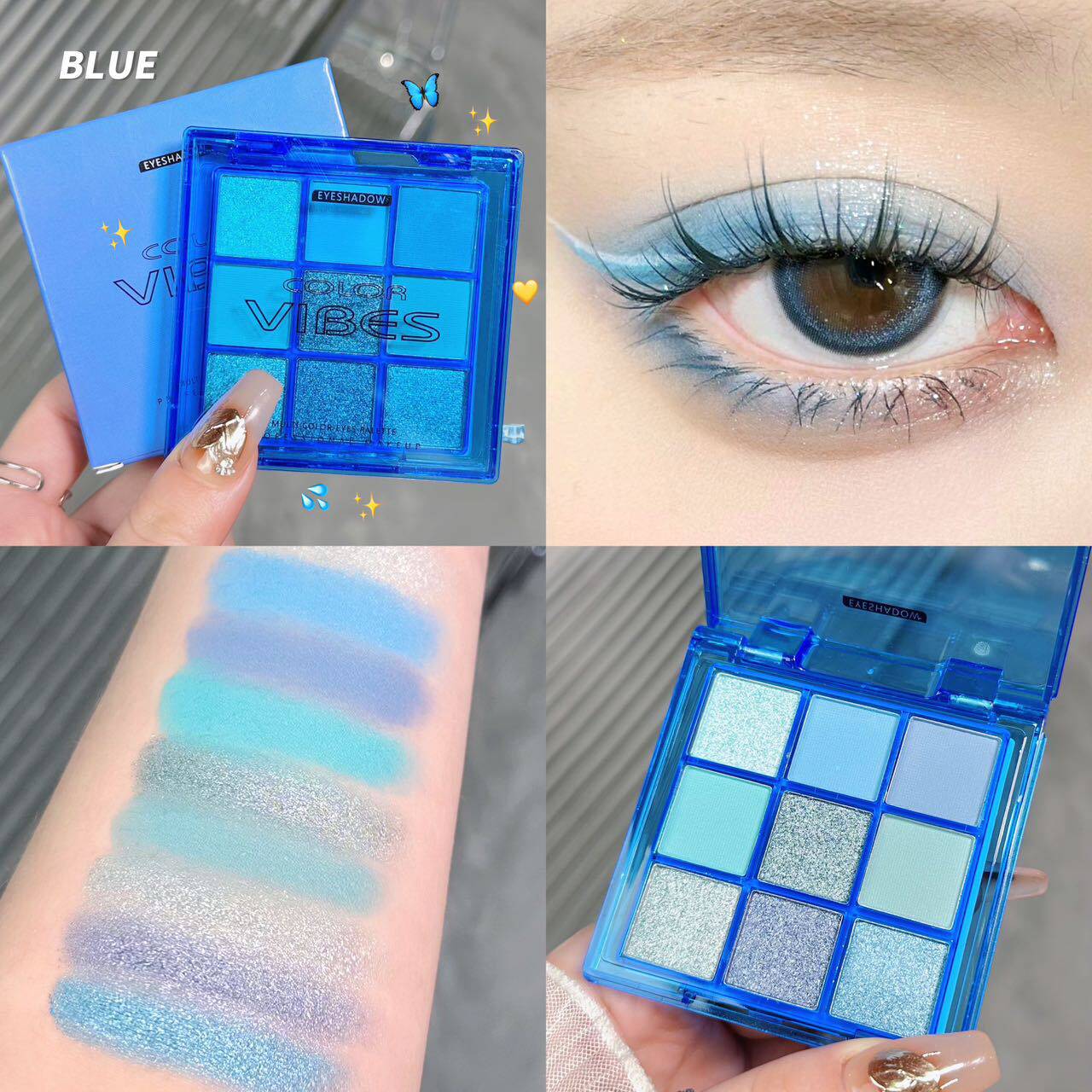 Color vibes Blue Enchantress 9 Color Eye Shadow Klein Blue and Blue Jiugongge Eye Shadow Cross-border Exclusive
