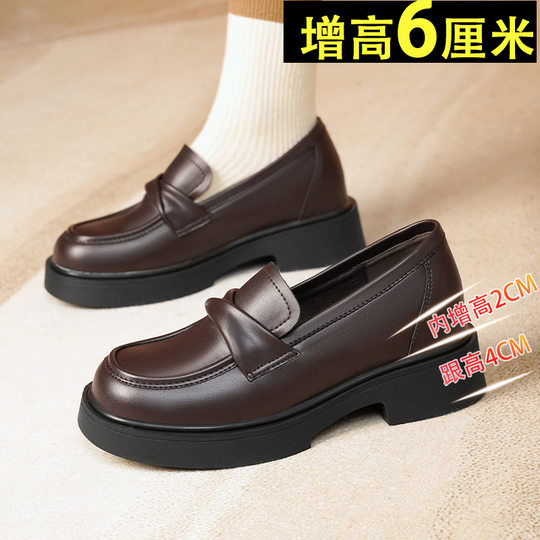 Brown Loafers Women's 2025 Spring New College Shallow Soft Leather Shoes British Style Leather Shoes for Women