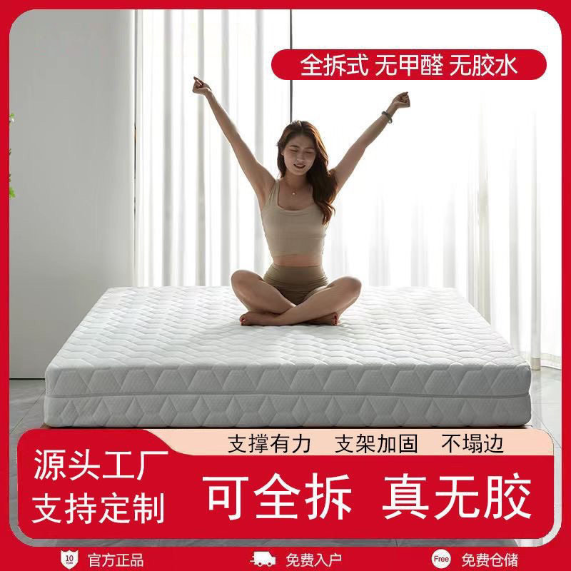 Fully Removable Mattress Roll-Packed Compression Mattress Removable and Washable Mattress Spine Protection Spring Latex Silent Coconut Palm Mattress Dual-Purpose