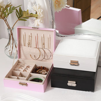 Large-Capacity Single-Layer Jewelry Storage Box with Lock Internet Celebrity Amazon Best-Selling Earrings Ring Necklace Jewelry Box