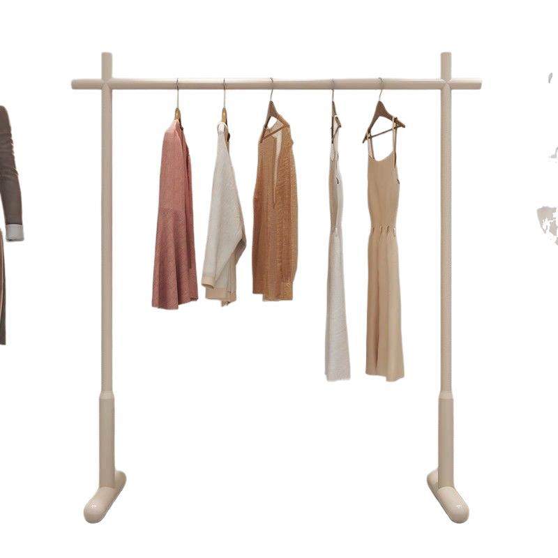 Cream-Style Small Space Clothes Hanging Rod Household Simple Coat Rack Bedroom Thickened Clothes Drying Rack Floor-Standing Clothes Rack