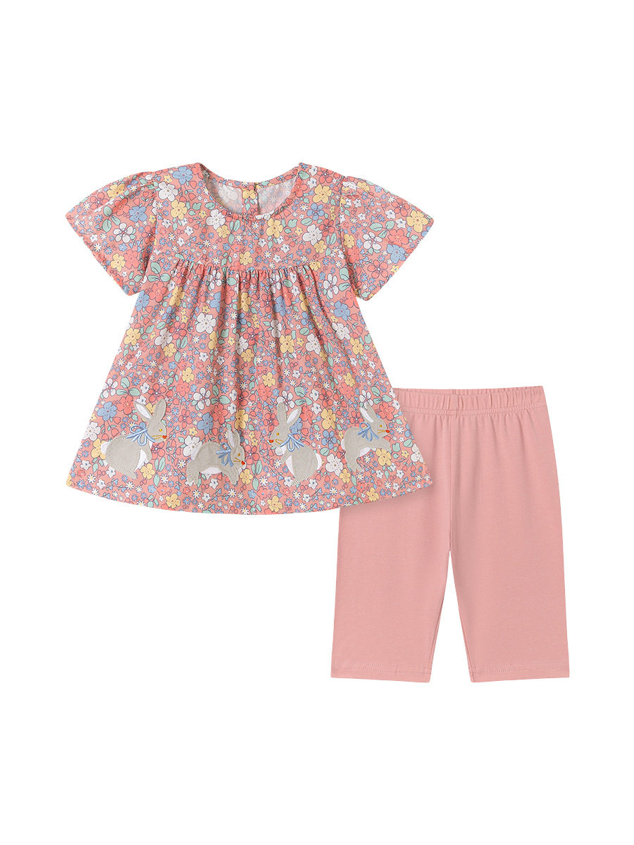 Summer Girls' Set Wholesale, Cartoon Floral Kids' Outfit, [Style] Kids' Clothing