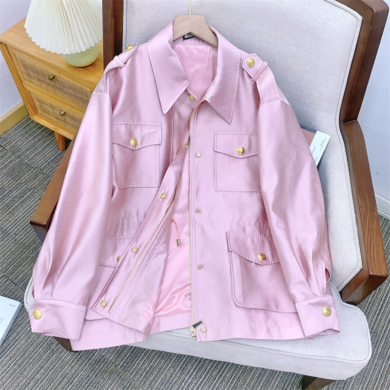 Áo khoác nữ dáng dài phối quần culottes, chất liệu sợi pha mềm mại, túi nổi và dây rút eo — Quần culottes màu hồng sáp (không có thắt lưng), Áo khoác màu hồng sáp