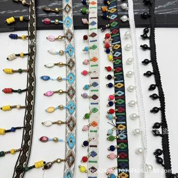 Ethnic Style White Handmade Hanging Beads Black and White Imitation Pearl Hanging Beads Heavy Lace DIY Handmade Accessories