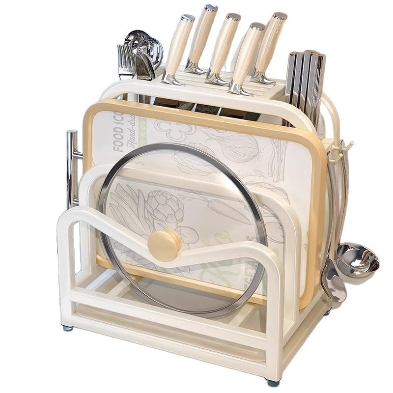 Kitchen Household Knife Rack Storage Rack 2025 New Stainless Steel Cutting Board Multifunctional Knife and Chopsticks Cage Integrated Storage Rack