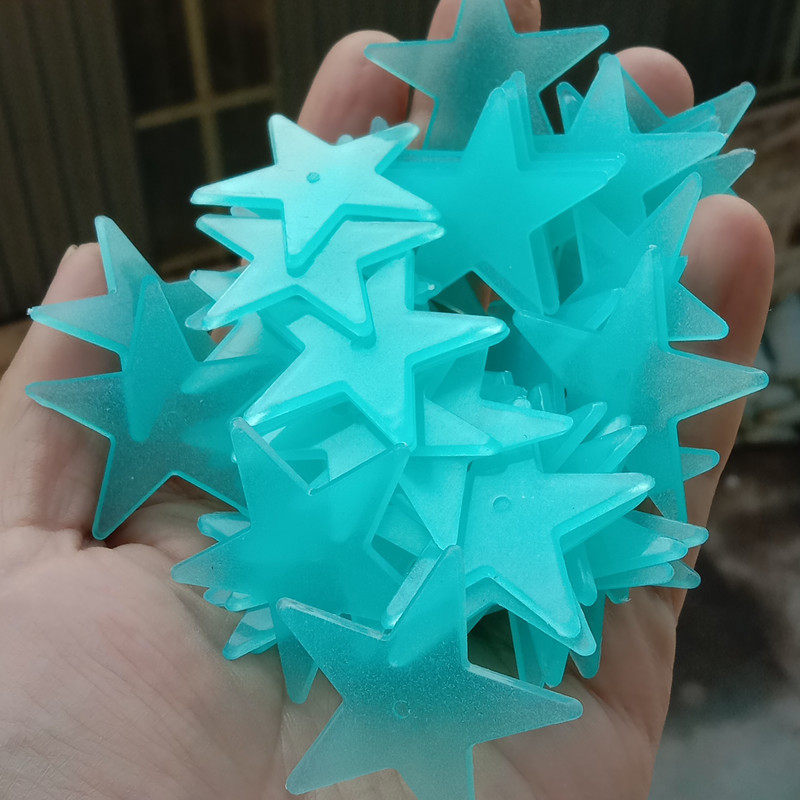 2-3cm夜光星星墙贴装饰荧光五角星跨境彩色发光门窗贴立体冰箱贴