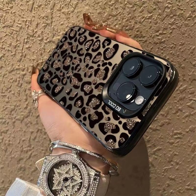 Sparkling Leopard Print Suitable for Apple 16 Pro Max Phone Case iPhone 15 Pro Max High-End 14 New Model 17 European and American Style
