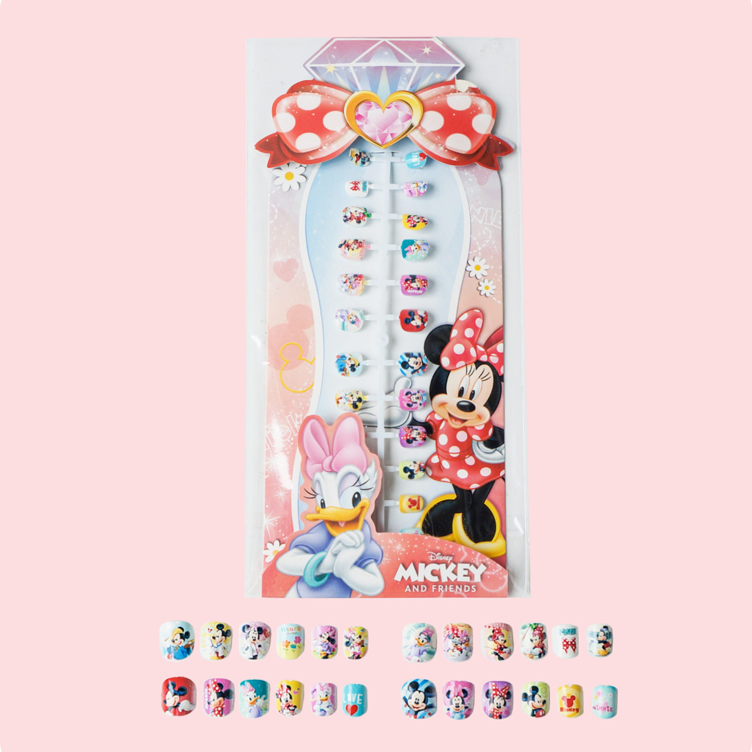 24 Pieces of Ice and Snow Princess Wearable Nails Children's Dress up Nail Art Patch Mermaid Cartoon Removable Fake Nails Sequin