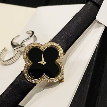 Four-leaf clover women's vintage watch lucky mother-of-pearl small dial fashion quartz juansi cowhide strap