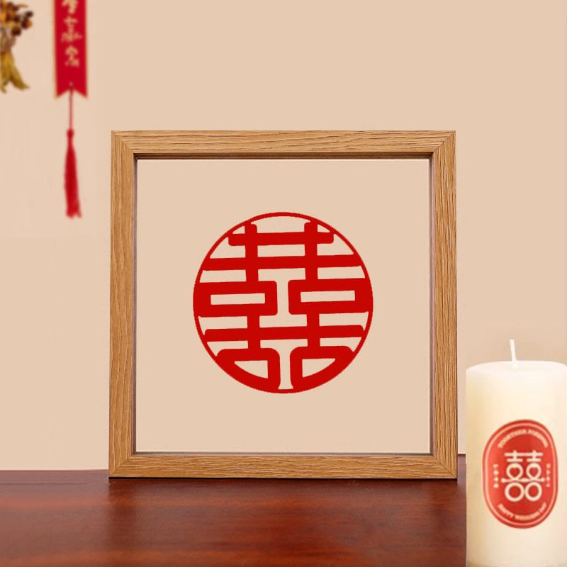 Double-sided transparent glass happy calligraphy frame creative decoration manufacturers wholesale photo frame set table plant specimen frame picture frame