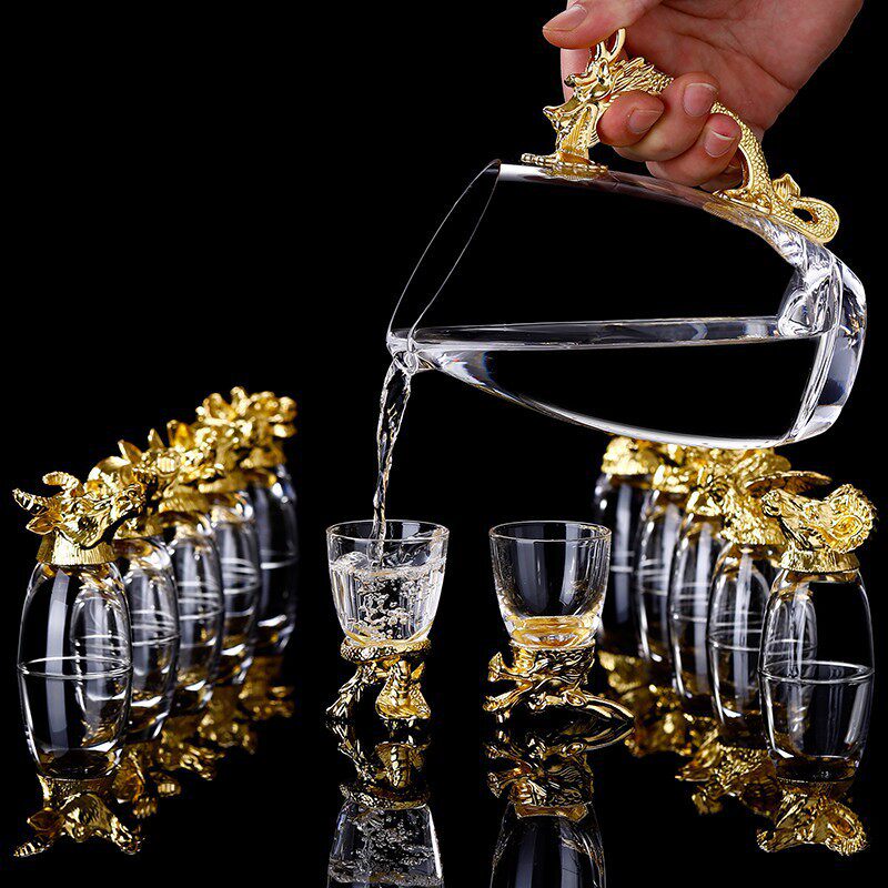 Zodiac Wine Glass Wine Dispencer suit Household Chinese Glass Wine Utensils 12 Small Wine Glasses Bullet One Drink