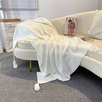 Ins Scandinavian Bedside Sofa Blanket Office Nap Blanket Tassel Knitted Wool Casual Air Conditioning Blanket