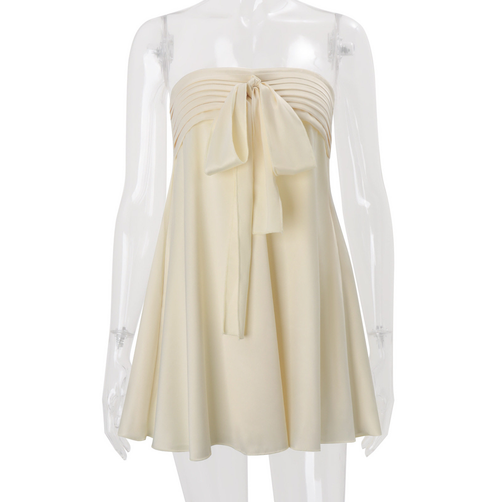 Satin Strapless Bodycon Dress Solid Color Sleeveless Trendy Street Style Spring Summer Fashion Wholesale Available