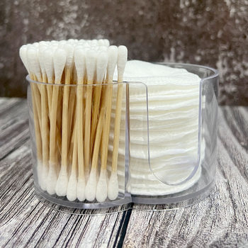 Cotton Swab Storage Box Ps Portable Double Hole Round Container Makeup Cotton Puff Storage Box Cotton Swab Makeup Remover Cotton Box