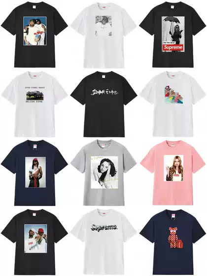Cross-Border Supply Export Wholesale Trendy Brand Supreme Short-Sleeved American Box Classic 240g Top T-Shirt Half-Sleeved 13