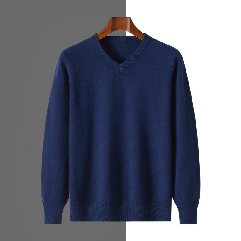 男士羊绒衫v领打底毛衣秋冬套头商务休闲内搭打底针织衫上衣