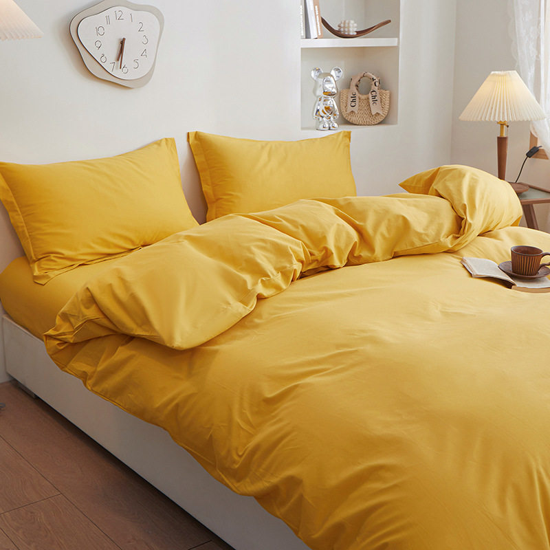 Pure Cotton Bed Four-Piece Set 60-Count Pure Color Bed Sheetss Pure Cotton Quilt Cover Student Dormitory Three-Piece Set Bed Bed Sheets Quilt Cover Wholesale