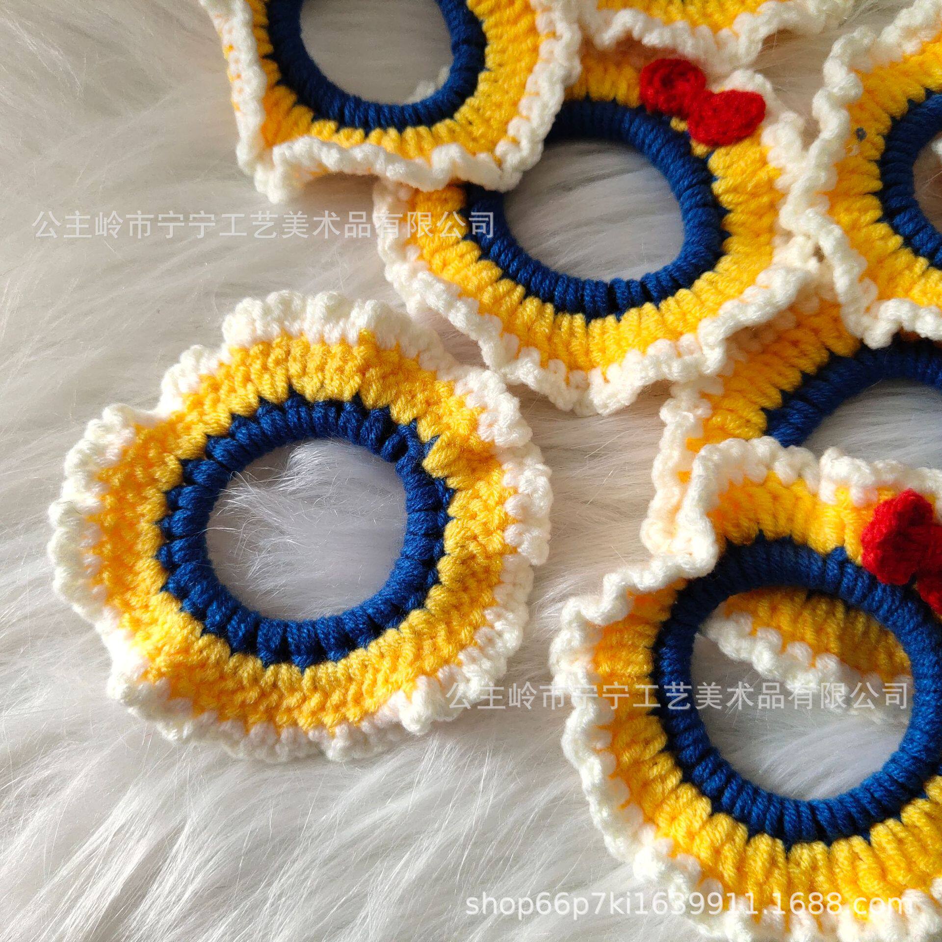 宁宁手工白雪公主发圈批发摆摊针织好看在逃公主发圈依棉线现货