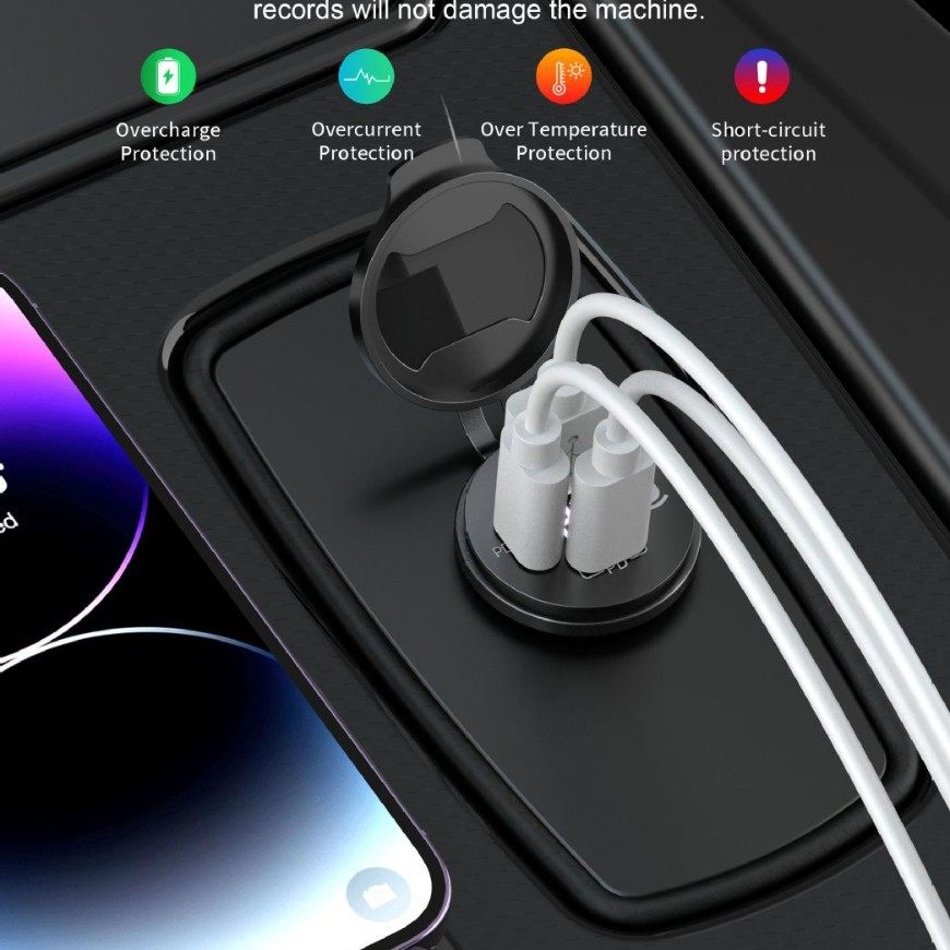 Digital Display Modified Car Charger Motorcycle Charger USB Car Charger Fast Charging Truck USB Modification