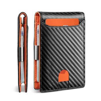 Cross-border Minimalist Anti-theft Brush RFID Carbon Fiber Men's Gold Card Holder Portable Ultra-thin Multi-card Wallet Card Holder