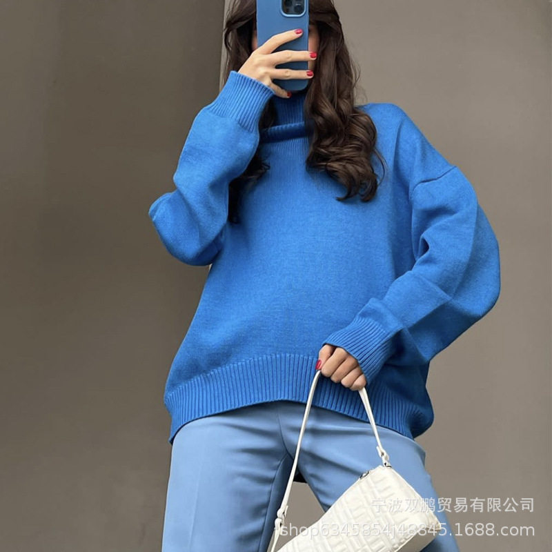 High Neck Loose Knit Sweater Soft Fabric Multiple Colors Autumn Winter Style Ready to Ship Wholesale Available