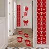 Long Strip Wedding Stickers with Double Happiness Characters for Wedding Room Decoration Set, Suitable for Both Men and Women in Rural Areas