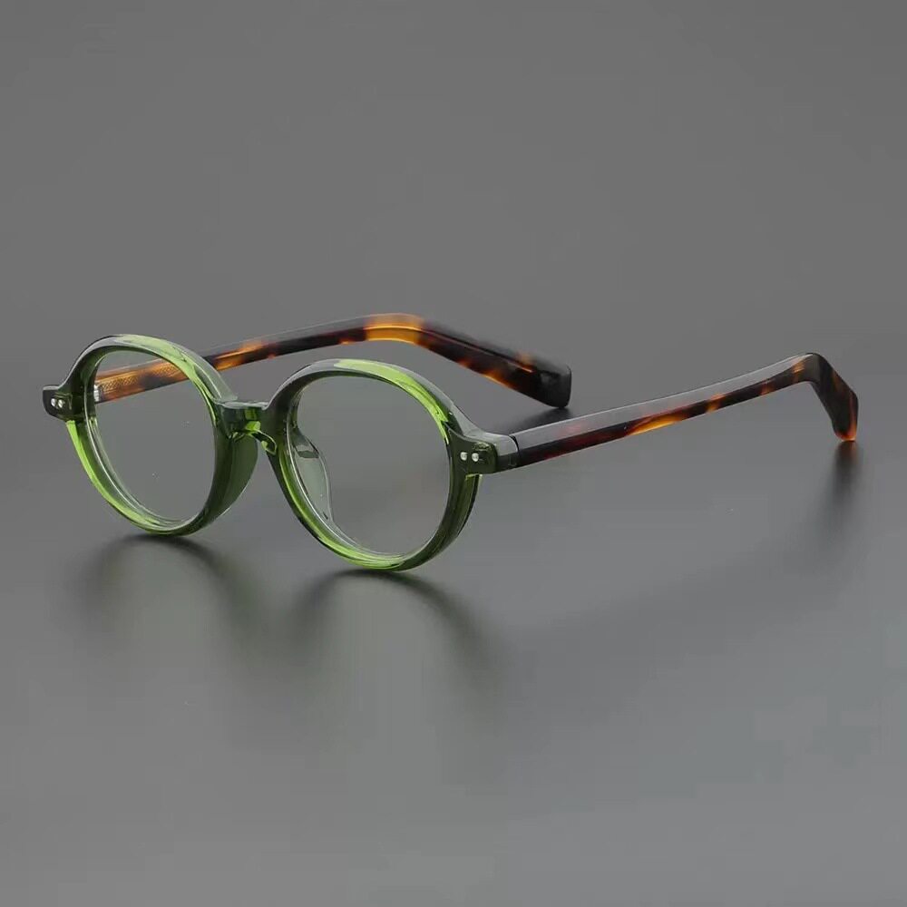 New Hong Kong style retro artistic myopia plate leg glasses frame men's and women's oval small frame plain glasses anti-blue light cross-border