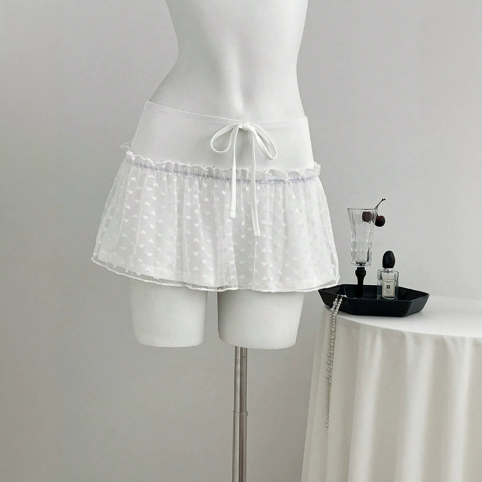 Lace Mini Skirt Low Waist A Line Design Elegant Style Perfect for Parties and Casual Wear Ready to Ship
