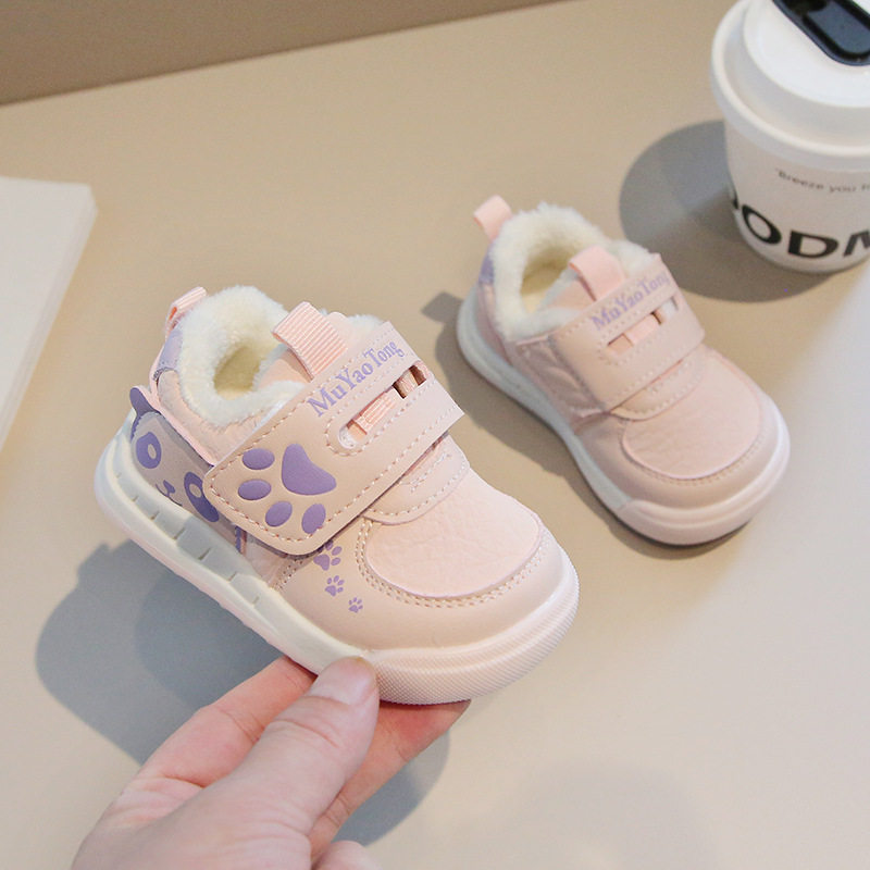 One Piece Drop-Shipping Autumn and Winter New Style Plus Cotton Baby Shoes Soft Sole Non-Slip Baby Toddler Shoes Children's Functional Shoes Sports Shoes