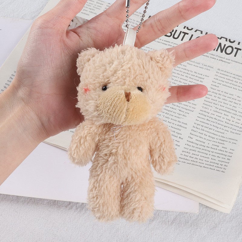 新款可爱腮红连体熊毛绒小熊珠链手机挂件12公分小熊