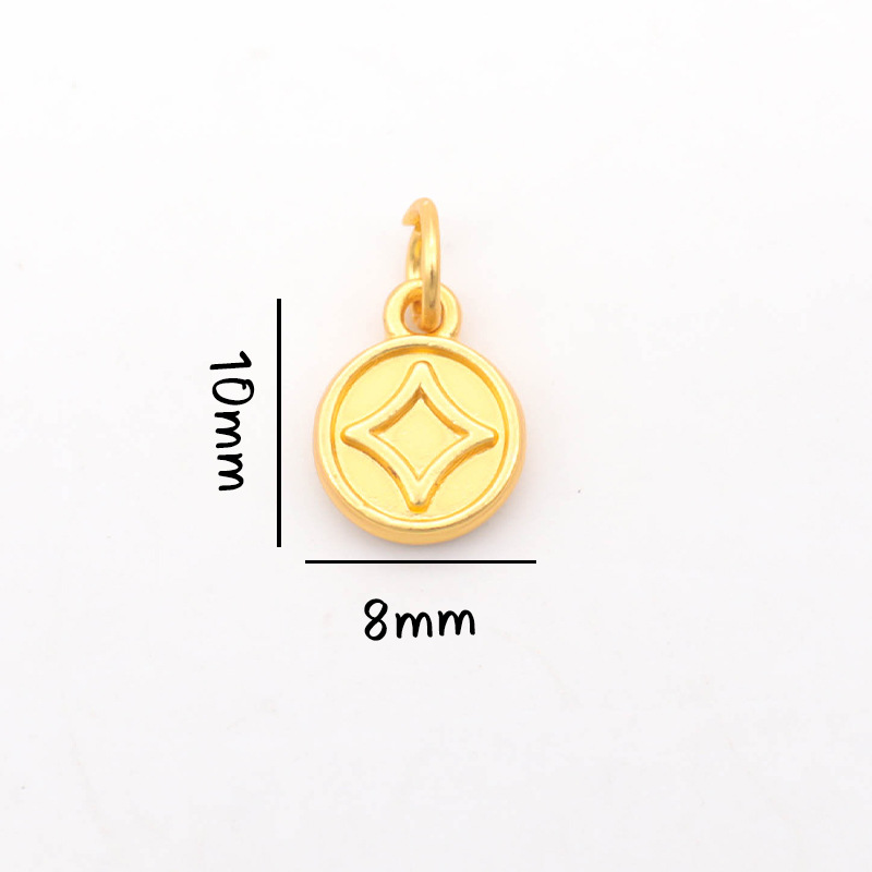 平安喜乐沙金吊坠挂件diy手链手串配件古法金小福牌铃铛串珠配饰