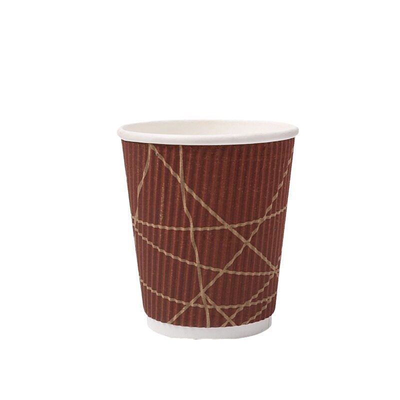 Corrugated Paper Cup Disposable Thickened Hot Drink with Lid Anti-scalding Coffee Milk Tea Cup Commercial Brand Making and Printing Logo