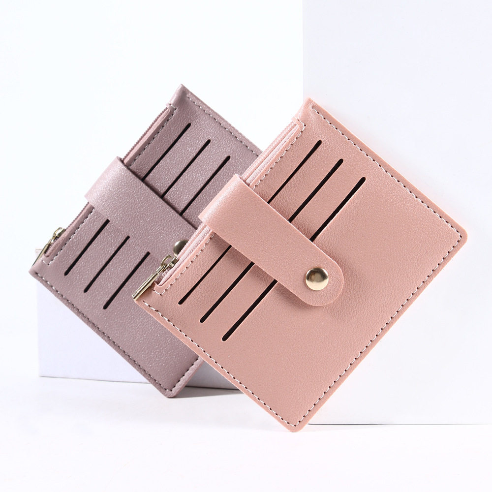 Small Card Holder, Thin Document Holder, Women's Ultra-Thin Coin Purse, Solid Color Buckle Zipper, Driver's License Integrated Student Card Holder