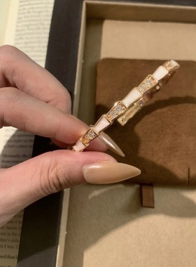 白贝母灵蛇手镯女贵气轻奢时尚气质开口蛇形蛇骨手环