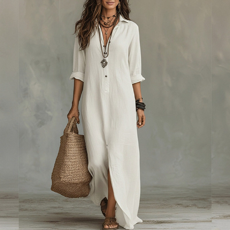 Summer Long Dress for Women Elegant Solid Color Fashionable Style Perfect for Casual or Formal Occasions Wholesale