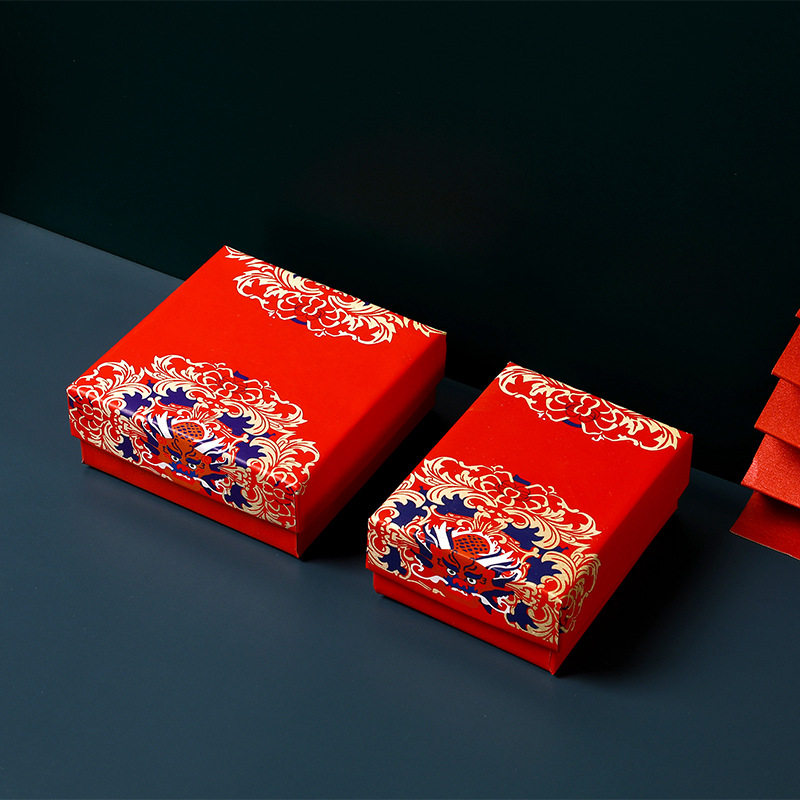 New Chinese style heaven and earth cover dragon pattern jewelry box dragon year exclusive jewelry pendant box wholesale