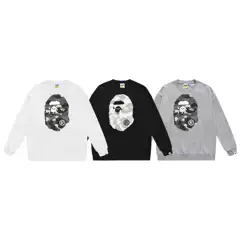 Long-Term Bape Ape Head Trendy Brand Printed Terry Round Neck Sweatshirt Autumn and Winter New Hip-Hop Trendy Men and Women Ins