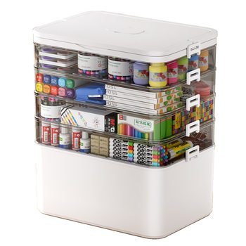 Art Painting Tool Box Satchel Plastic Multi-Functional Storage Pencil Box Watercolor Chinese Painting Pigment Multi-Layer Tool Box