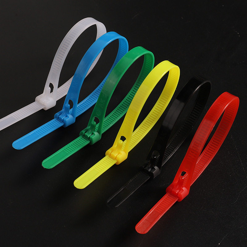 Removable Nylon Cable Ties Plastic Packaging Black and White Colorful Removable Reusable Cable Ties