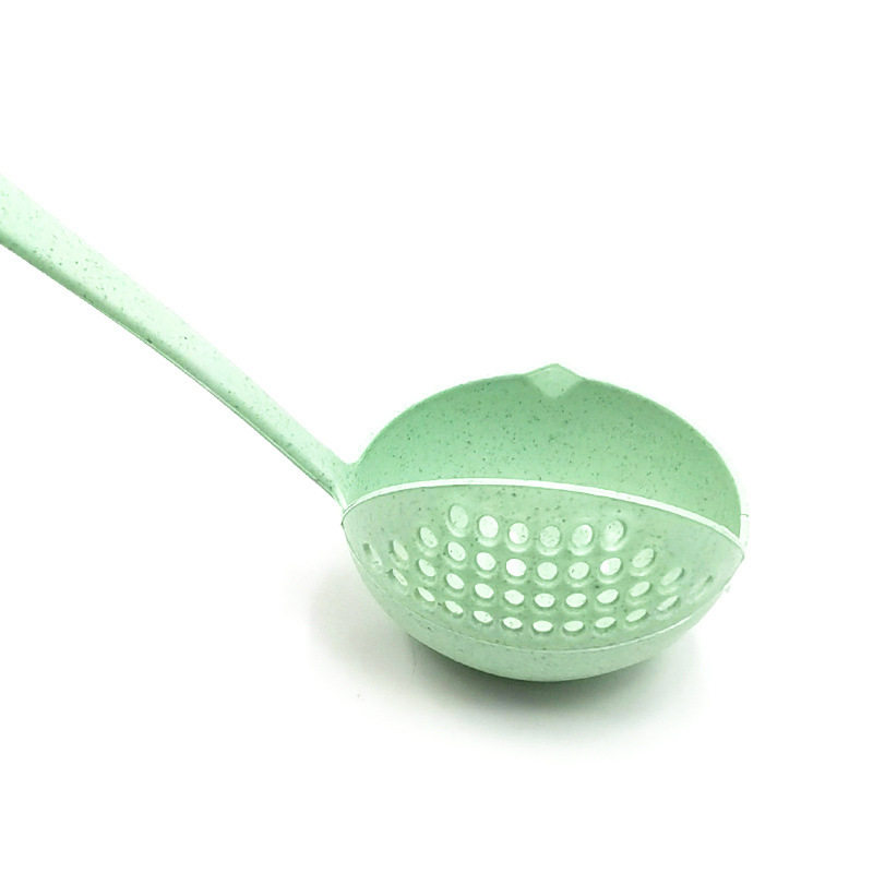Wheat Straw Two-In-One Long-Handled Plastic Colander Filter Creative Tableware Hot Pot Scoop Household Kitchen Spoon