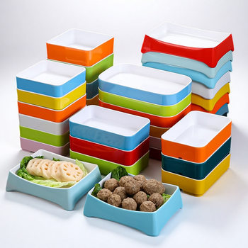 Hot Pot Plate with Side Dishes, Small Seafood Plate, Melamine Tableware, Self-Service Skewers, Barbecue, Barbecue Shop Display Plate, Commercial