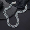 silver blue white strip Cuban chain