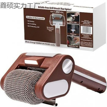 New Rechargeable 304 Stainless Steel Roller Barbecue Brush with Led Light, No Bristles, Special Food-Grade Cleaning