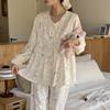 Pure cotton pull-up monthly clothing class a 2025 spring postpartum lactation pajamas maternal nursing home clothing suit