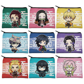 Demon Slayer: Kimetsu No Yaiba Peripheral Tanjiro Nezuko Yoshikage Canvas Coin Purse Anime Storage Bag Card Holder Fan Portable