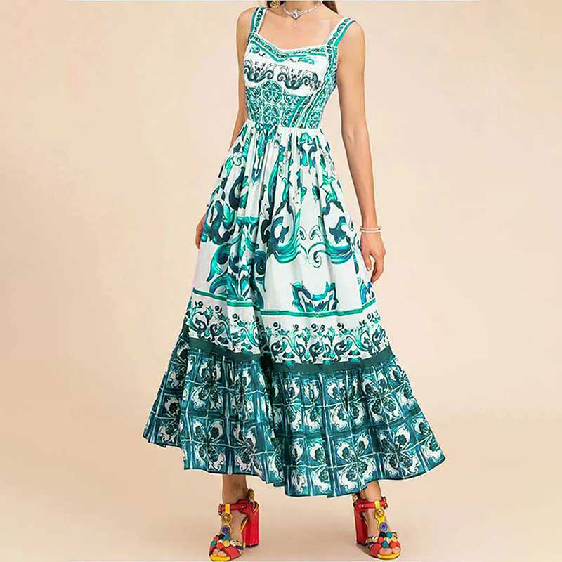 Bohemian Floral Maxi Dress Spring Collection Sleeveless Flowy Design Perfect for Casual Outings Wholesale Available